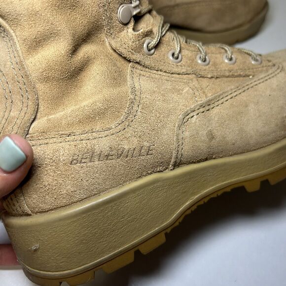 Belleville 775ST Waterproof Steel Toe Combat Boots, Tan Brown Leather, Size 5 W - Picture 2 of 7